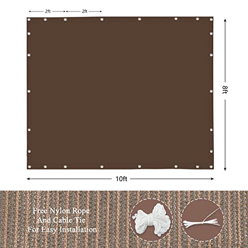 90% Outdoor Sun Shade Cloth, 8' x 10', Pergola, Deck, and Backyard Patio Sunshade with UV Protection, Heat Resistant HDPE Material, Reinforced Grommets (8x10 FT, Brown) - color: 2-brown, size: 8x10 FT