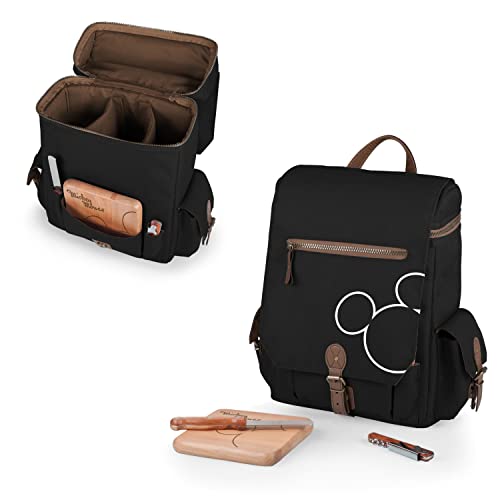 PICNIC TIME Disney Mickey Mouse Moreno 3-Bottle Wine & Cheese Tote, Padded Wine Bag with Adjustable Shoulder Strap, Wine Picnic Tote Bag, (Black)