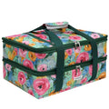 Double Decker Insulated Casserole Carrier, Expandable Thermal Food Warmer Bag Fits 9x13 Dish, Leak-Proof Potluck Lasagna Holder with Utensil Pocket for Picnic Party Cookout (Green Floral) - color: Green Floral