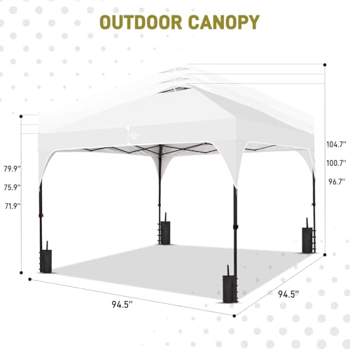 8x8 FT Canopy Tent, 1-Button Push Pop Up Canopy with 4 Sandbags and Carrying Bag, Instant Outdoor Gazebo Shelter - color: White, size: 8x8