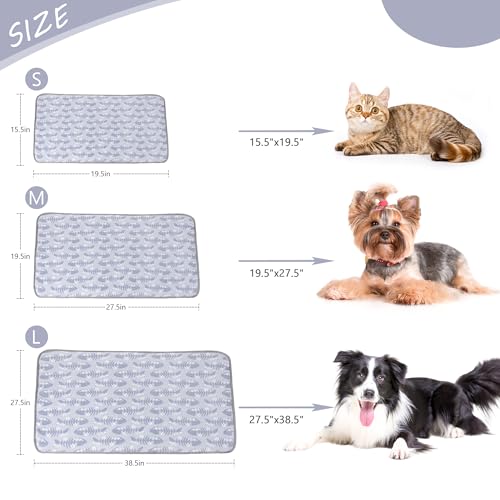 DELIFUR Cat Cooling Mat- Pet Cooling Mat Outdoor for Dogs Ice Pad for Kitten Cat Puppy Machine Washable (Medium, Grey Fishbone) - color: Grey Fishbone, size: M: 27.5" x 19.5"