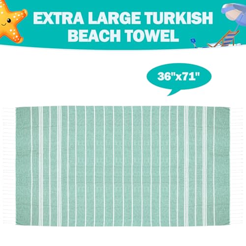 YSYJ Turkish Beach Towel 36 Pack Extra Large Beach Towels 36"x71" Soft Turkish Towel Bulk Sand Free Quick Dry Bath Towels Blanket for Adult Teal - color: Teal, size: 36"x71"- 36 Pack