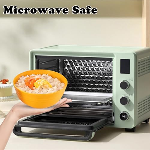 Unbreakable Wheat Straw Cereal Bowls Set of 4, 24 OZ Microwave and Dishwasher Safe Lightweight Soup and Salad Bowl Sets, Reusable Dessert Bowls for Rice, Pasta, Snack, Fruit, BPA Free (Yellow) - color: Orange