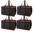 Bodaon 4-Pack Cooler Insulated Food Delivery Bag, Rideshare Delivery Bag, XXX-Large Thermal Bags for Catering/Hot Pizza, Travel/Camping Essentials/Picnic/Grocery Reusable Warmer Frozen, Black-Red Edge - color: Black-Red Edge, size: XXX-Large