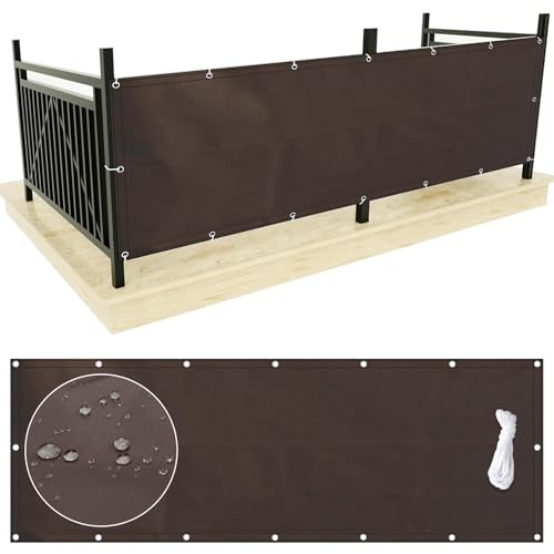 Waterproof Fence Privacy Screen 3'3"x6'6" Polyester Balcony Sun Shade Cloth Outdoor Shade Sail Decorative Fences for Deck Patio Backyard Porch Railing - color: Coffee-Waterproof, size: 3'3"x6'6"