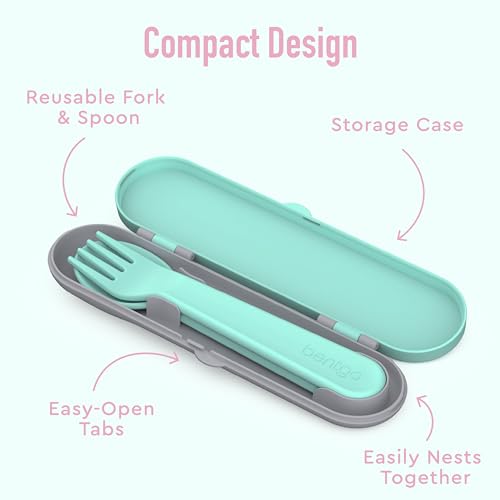 Bentgo Kids Utensil Set - Reusable Plastic Fork, Spoon & Storage Case - BPA-Free Materials, Easy-Grip Handles, Dishwasher Safe - Ideal for School Lunch, Travel, & Outdoors (Puppy Love) - color: Puppy Love