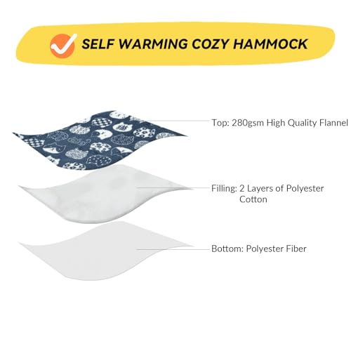 Patas Lague Cat and Dog Hammock Bed for Small Dogs, Brethable Wooden Cat Pet Rabbit Elevated Bed Cots Furniture for All Seasons Fleece Navy Blue - color: Navy Blue
