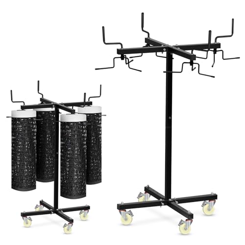 Movable Sports Net Storage Rack with Lockable Wheels, Heavy-Duty Holder for Volleyball, Tennis, Pickleball, Badminton Nets, Space-Saving Support Rack with Swivel Handle & Dust Covers - style: Holds 4 Nets