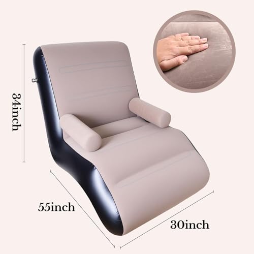 Inflatable Couch Chair with Air Pump, Foldable Blow Up Lounge Chair with Handrails for Bedroom and Living Room, Indoor Outdoor(Brown) - color: Brown
