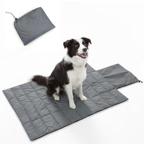 Portable Dog Crate Pad, Water-Resistant Foldable Pet Sleeping Mat, Cool Touch Summer Dog Bed for Outdoor Travel Camping & Indoor Use, Washable Black Kennel Pad (39"x28")(Grey - color: Grey