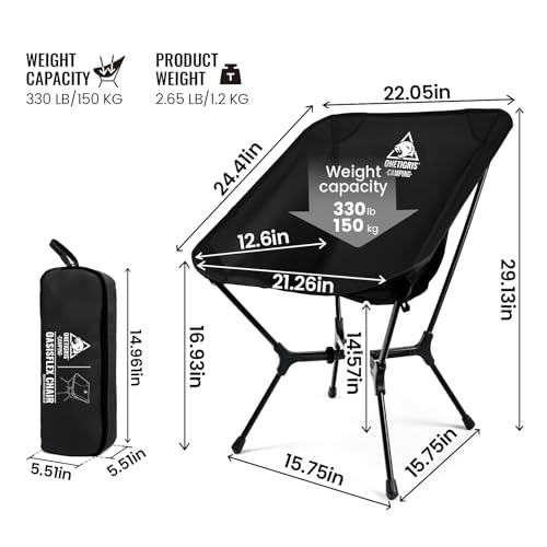 ONETIGRIS OasisFlex Camping Chair,Portable Chair with Carry Bag,Great for Camping,Beach,Picnic,Park,Lawn,Sports and Outdoor Events - color: Black