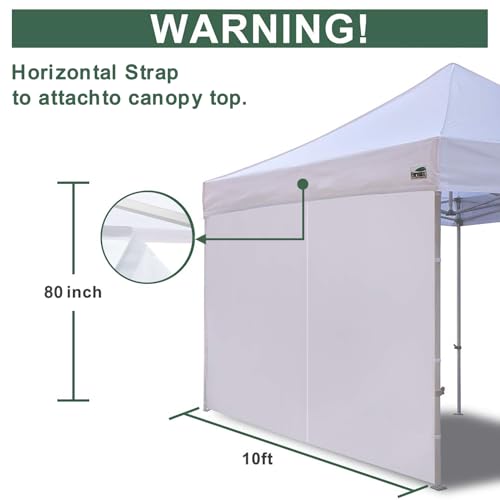 Eurmax USA Instant Canopy SunWall Canopy Middle Zipper Wall for Easy Entry and Exit Sidewall for Pop Up Canopy Tent,1 Pack Sidewall Only (10Ft×6.6Ft,White) - color: White, size: 10x6.6ft