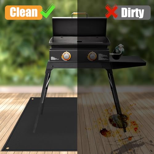 48 x 36in Under Grill Mat Compatible with Blackstone 17in & 22in Griddle with Stand - Fireproof Griddle Mat for Blackstone to Protect the Deck, Patio, Pavers - BBQ Mats Compatible with Outdoor Grill - color: Black, size: 48x36x0.02in