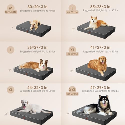 EHEYCIGA Orthopedic Dog Bed Waterproof 35"x23", Memory Foam Pet Bed for Larged Size Dogs, Washable Pet Mat with Removable Cover, Dark Grey - color: Dark Grey, size: 35.0"L x 23.0"W x 3.0"Th