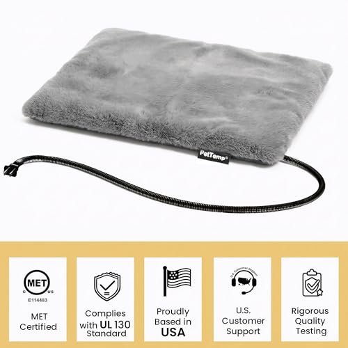 Pet Heating Pad for Cats Dogs Indoor & Sheltered Outdoor Waterproof Heated Cat Bed Heated Dog Bed Chew Resistant Cord Constant Temperature Gray Paw Print 16 x 13 Inch - color: Grey, size: Small: 16" x 13" x 1.3"
