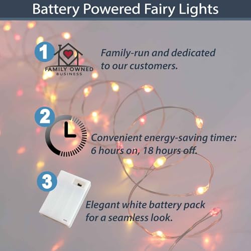 QBIS Battery Powered Fairy Lights for Bedroom, 40 LED Lights, Battery Operated String Lights for Christmas, Halloween Decorations, 6hr Timer Mode, Red, Orange, Yellow Fairy Lights - size: 1PK-40 Red,Orange,Yellow