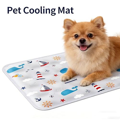 Water Fillable Pet Cooling Mat Pressure-Activated Gel Pad for Dogs & Cats, Scratch-Resistant Summer Cooling Bed (Ocean World (Grey), X-Large) - color: Ocean World (Grey), size: X-Large