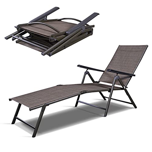 S AFSTAR Patio Chaise Lounges, Outdoor Reclining Lounge Chairs with Adjustable Backrest & Heavy Duty Steel Frame, Recliner Chair for Poolside Lawn Backyard (1)