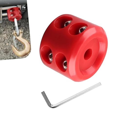 Car Winch Cable Hook Stopper, Rubber Winch Cable Protector with Allen Wrench, Line Saver for Wire & Synthetic Rope, Towing Hook Accessory for ATV UTV Truck SUV (Red) - color: Red