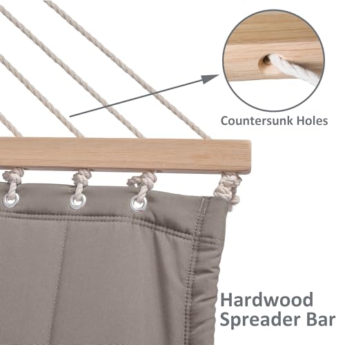 SUNCREAT 2 Person Hammocks for Outside with Stand, Extra Large Double Hammock with Wooden Stand, Brown - color: 01-brown