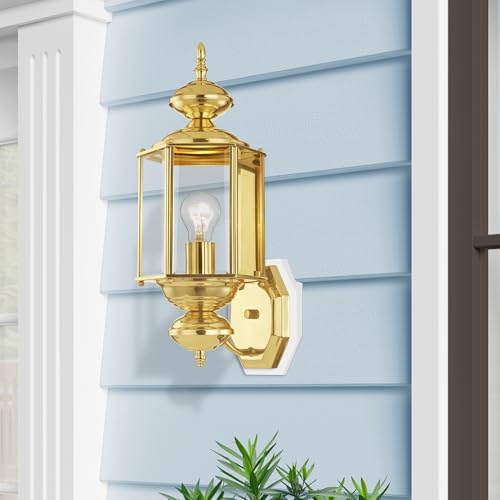 Livex Lighting 2006-02 Basics 1 Light PB Outdoor Wall Lantern, Polished Brass - color: Polished Brass