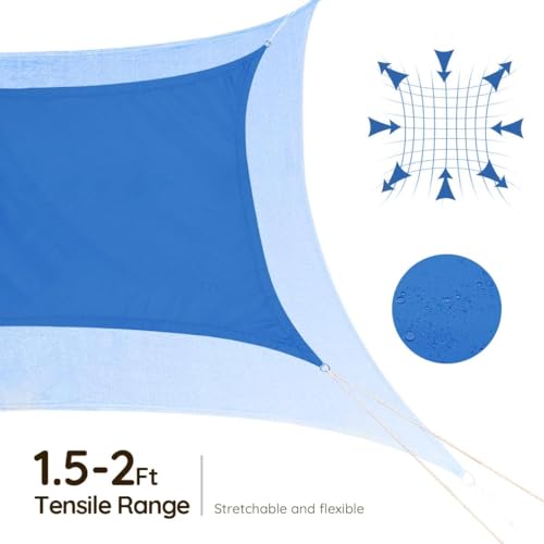 Quictent Waterproof Sun Shade Sail for Patios 185G Polyester Fabric Cloth, 98% UV Block Outdoor Awning Shelter for Commercial, Backyard, Garden, Deck, Hardware Kit Included 20x16 ft, Blue - color: Blue, size: 20 x 16 ft Waterproof, style: Rectangle