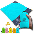 ECCOSOPHY 60x55" Blue Waterproof Compact Pocket Beach Blanket - color: Blue