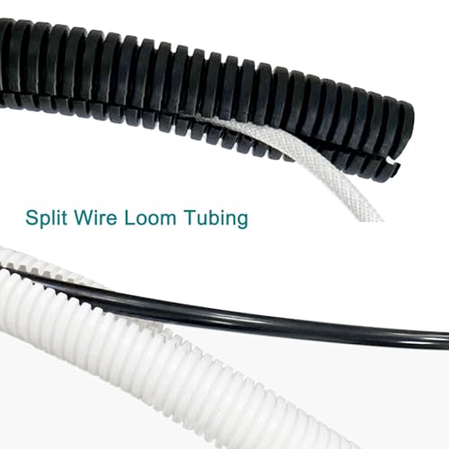 uxcell 1/2 Inch x 33 Ft Split Wire Loom Tubing, Guard Convoluted Flex, Protective Split Cable Conduit, Flexible Wire Protector Tubing, Electrical Cord Cover, Black - color: Black, size: 1/2 Inch x 33 Ft