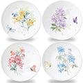 Naozinebi 4 Pcs 10 Inch Spring Theme Flower Plates Melamine Floral Dinnerware Set Reusable Melamine Spring Floral Baby Shower Plate Dishwasher Creatively Drop Resistant Cute Plastic Dish - style: Flowers