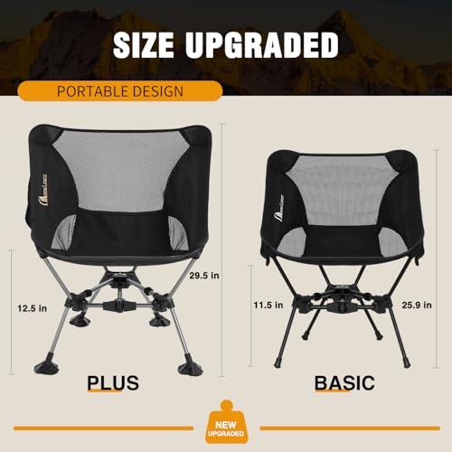 MOON LENCE Portable Camping Chair，Lightweight Backpacking Hiking Chairs,Compact,Foldable,with Anti-Sinking Large Feet for Beach,330 lbs Capacity (Green, Plus) - color: Green, size: Plus