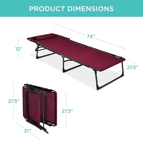 Best Choice Products Patio Chaise Lounge Chair, Portable Outdoor Folding Recliner for Lawn, w/ 8 Positions, Handles, 300lb Capacity - Wine Red - color: Wine Red