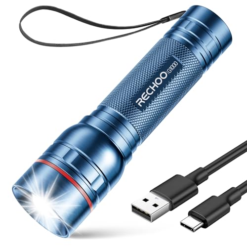 Rechargeable Flashlights High Lumens, G1000 Super Bright Flash Light, Small Zoomable LED Flashlight with 3 Lighting Modes, Portable Tactical Flashlight for Camping Essentials (Battery Included)-Blue - color: Blue, size: 1 Pack