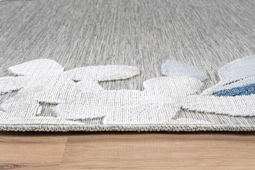 Outdoor Rug 8x10 Washable Area Rugs Indoor Outdoor Carpets Blue Border Floral Non Shedding Waterproof Easy Clean Patio Deck Porch Living Room Bedroom Garden RV (8 X 10 Blue) - color: 1-blue, size: 8' x 10' (Rectangular)