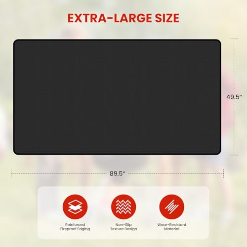 89.5 x 49.5 Inch Large Under Grill Mats for Outdoor Grill, Double-Sided Fireproof Oil-Proof BBQ Mat, Protector Mat for Deck, Patio and Lawn - size: 89.5"L x 49.5"W