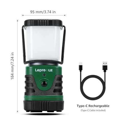 Lighting EVER 1000LM LED Camping Lantern Rechargeable, 4400mAh Power Bank, Camping Essential with 4 Light Modes, IP44 Waterproof Lantern Flashlight for Hurricane Emergency, Hiking, USB Cable Included