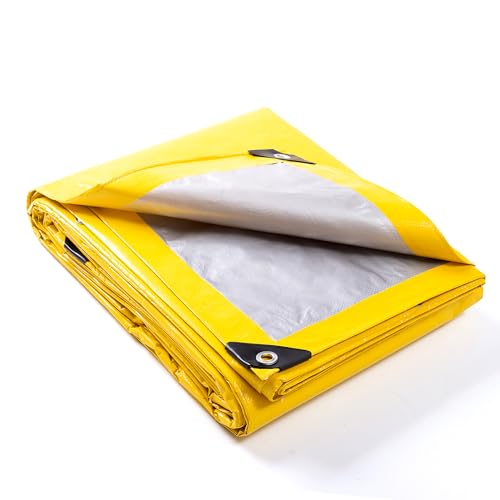 GUARD SHIELD Tarp 10x10 Feet Waterproof Yellow/Silver Tarps 8Mil Multi Purpose UV Resistant Cover for Outdoor,Camping,Tent,Boats - color: Yellow/Silver, size: 10x10 Feet