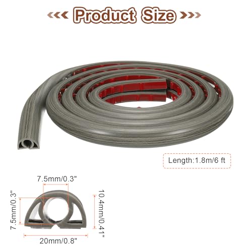 HARFINGTON 6ft Cord Cover Floor W0.3 x H0.3 Inner Channel PVC Hide Extension Cable Floor Wire Hider Wire Covers Protector for Prevent Cable Trips Cables Management, Light Grey - color: Light Grey, size: W0.3"xH0.3"x6ft