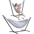 SUNCREAT 2-in-1 Convertible Extra Large Hammocks with Stand, Heavy Duty 2 Person Hammock for Outside with Stand, Patented, Light Gray - color: A-light Gray