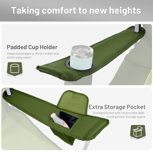 Timber Ridge Oversized Folding Camping Chair for Adults, Support 550 LBS Heavy Duty with Cup Holder Side Pocket for Camping, Lawn, Picnic, Green - color: Green