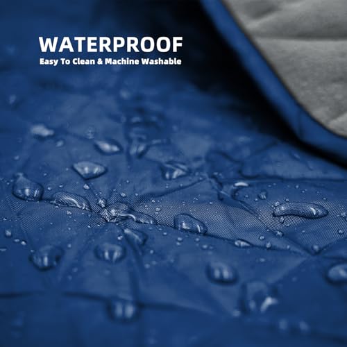 Large Outdoor Waterproof Blanket Extra Thick Fleece Stadium Blanket for Camping, Car, Pet, Picnics - Windproof, Wearable, Machine Washable 80" x 58" (Dark Blue) - color: Dark Blue