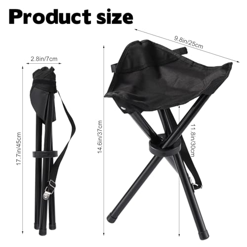 Travel Folding Camping Stool, 14.6 inches Lightweight Outdoor Tripod Chair and Maximum weight 210 lbs Portable Party Chair Fishing Chairs Seat for Camp Hiking Beach Garden and Painting (Black) - color: Black