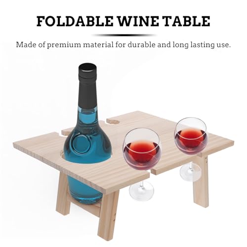 Portable Foldable Wooden Picnic Table 30x24 Inch Square Outdoor Wine Holder Desk for Lawn Patio Party