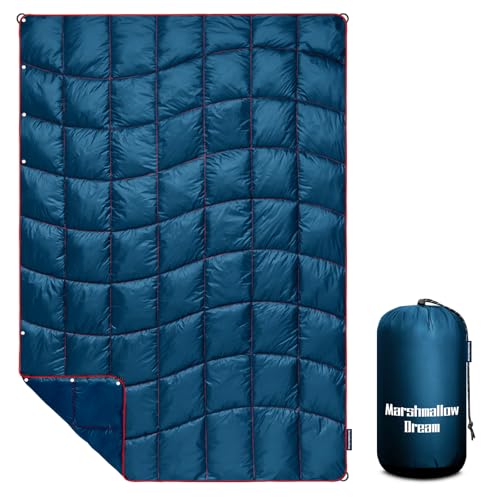 Camping Blanket,MINI Puffy Blanket Lightweight Windproof Water Resistant for Outdoors,Hiking,Beach,Car,Picnic,Stadium - color: Navy, size: 39"x55"