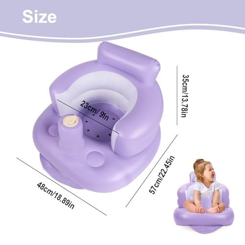 AirSwim Inflatable Baby Chair, Inflatable Baby Seat for Babies 3 Months and Up, Summer Blow Up Chair with Built in Air Pump, Bumbo Seat for Learning to Sit, Palying, Camping, Purple - color: Purple