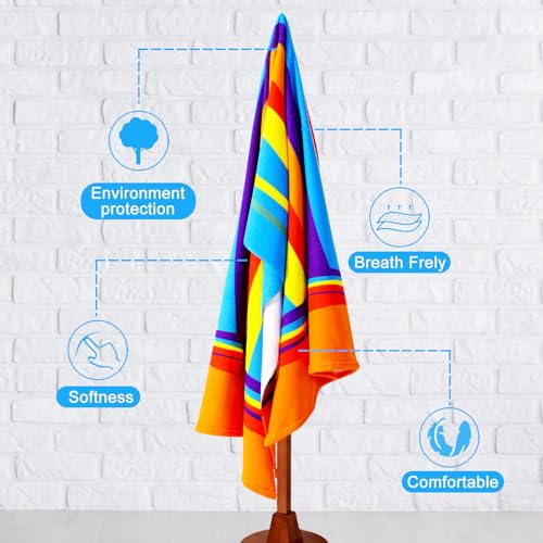 2 Packs Oversized Beach Towel Set Extra Large Big XL Pool Camping Swim Clearance Towels 36x72 Soft Blanket Cruise Essentials Accessories Must Haves Vacation Necessities Adult Blue Flower Stripe - color: Blue Flower Stripe