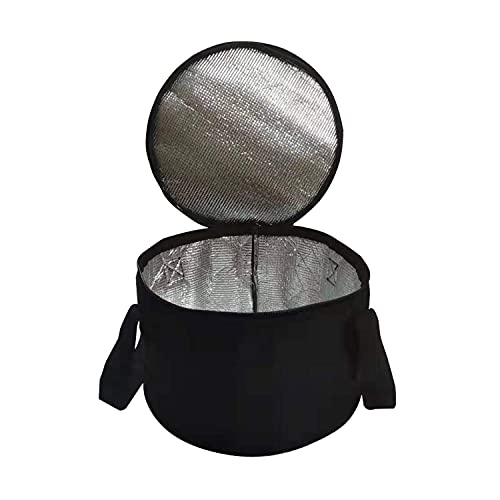 Set of 2 Polyester Fabric Round Thermal Casserole Carrier,Reusable Insulated Lunch Cooler Bag,Pie Carrier for Potluck,Picnics,Collapsible Cooler for Hot/Cold Food,11X7 inch - color: Black Color