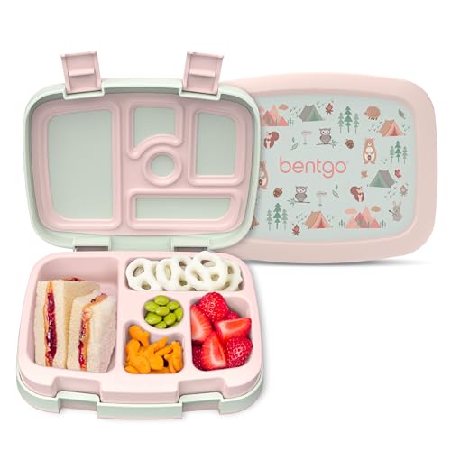 Bentgo Kids Prints Leak-Proof, 5-Compartment Bento-Style Kids Lunch Box - Ideal Portion Sizes for Ages 3-7, Durable, Drop-Proof, Dishwasher Safe, & PFAS & BPA-Free Materials (Nature Adventure) - color: Nature Adventure
