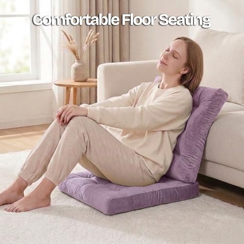 Meditation Cushion, Floor Cushion for Adults, Velvet Floor Pillow for Sitting, Tufted Seat Cushion for Yoga, Living Room, Bedroom & Reading Nook, Machine Washable, 22 x 22 Inch, Lavender - color: Lavender, size: 1pack