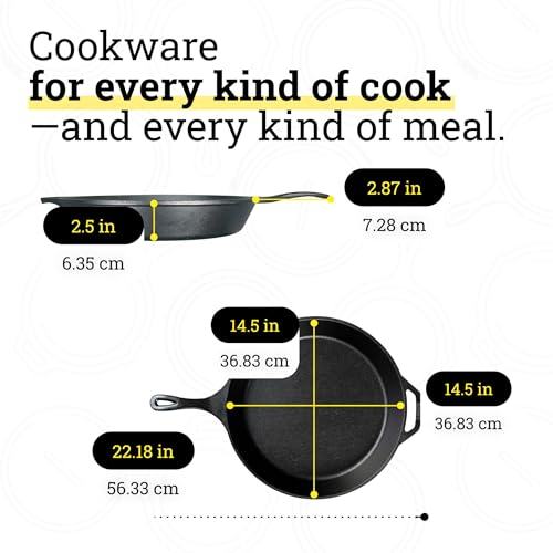 Lodge Seasoned Cast Iron Skillet 15 Inches - Frying Pan for the Stove, Grill or Campfire - Cooks Evenly - Features Easy-Grip Teardrop Handle - Non-Toxic, Nonstick & Long-Lasting - size: 15 Inch (1 Count)