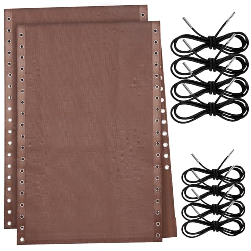 Queekay 2 Pcs Gravity Chair Replacement Fabric with 8 Bungee Cord Lounge Chair Cloth Mesh Patio Chair Repair Kit for Patio Recliner Outdoor Lawn Pool Beach Sling Chair(Brown, 63" x 21") - color: Brown, size: 63" x 21"